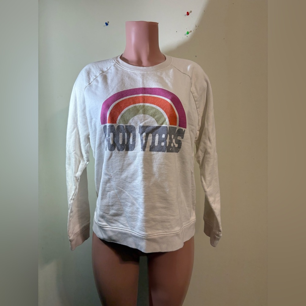 Good Vibes Rainbow Graphic Sweatshirt - White